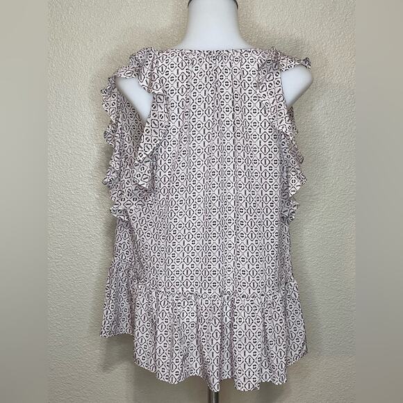 Madewell Silk Lily Ruffle Top In Echo Grid Blouse Size M - Picture 3 of 5